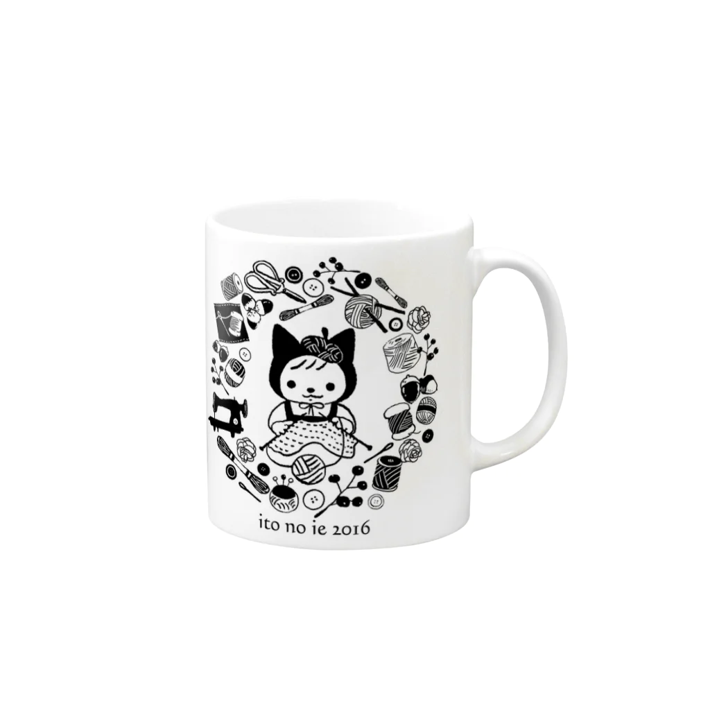 fjfjのあみものねこ Mug :right side of the handle