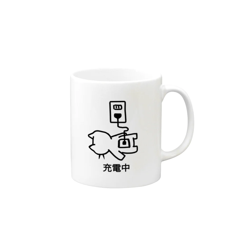 SKYのねこっぽ　充電中 Mug :right side of the handle