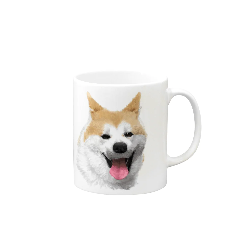 lua-kenの秋田犬のこむぎちゃん Mug :right side of the handle