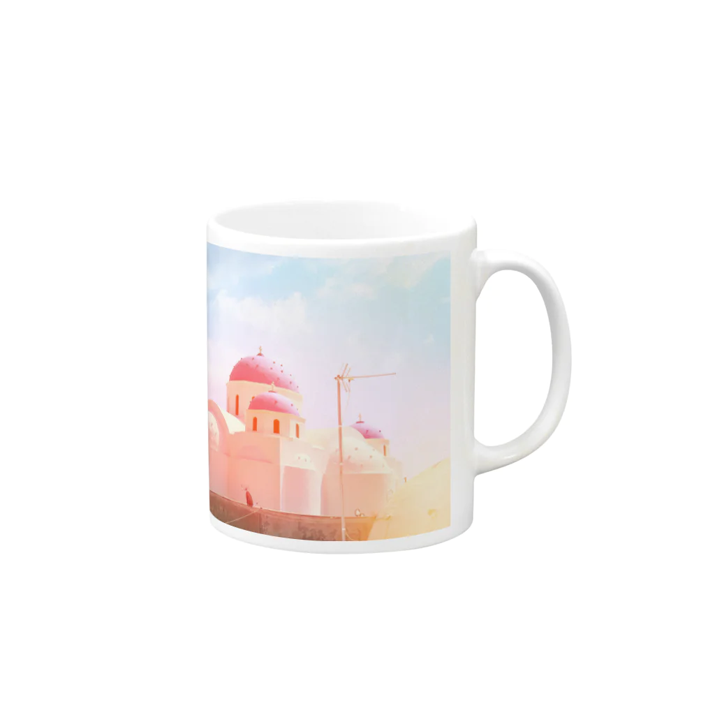 NEON LIGHT STARSのサントリーーニ Mug :right side of the handle