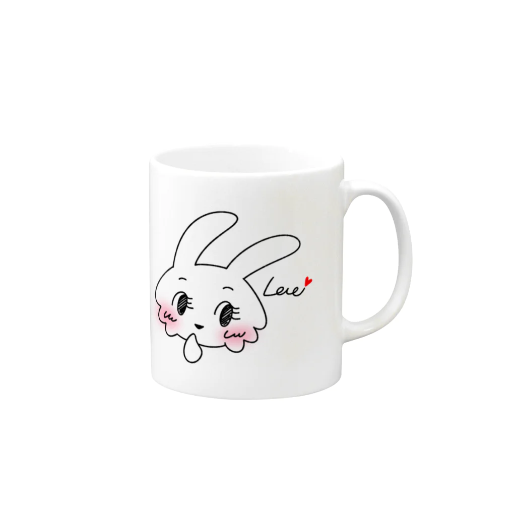 Pinkpopのうさぎのふぅちゃん💓 Mug :right side of the handle