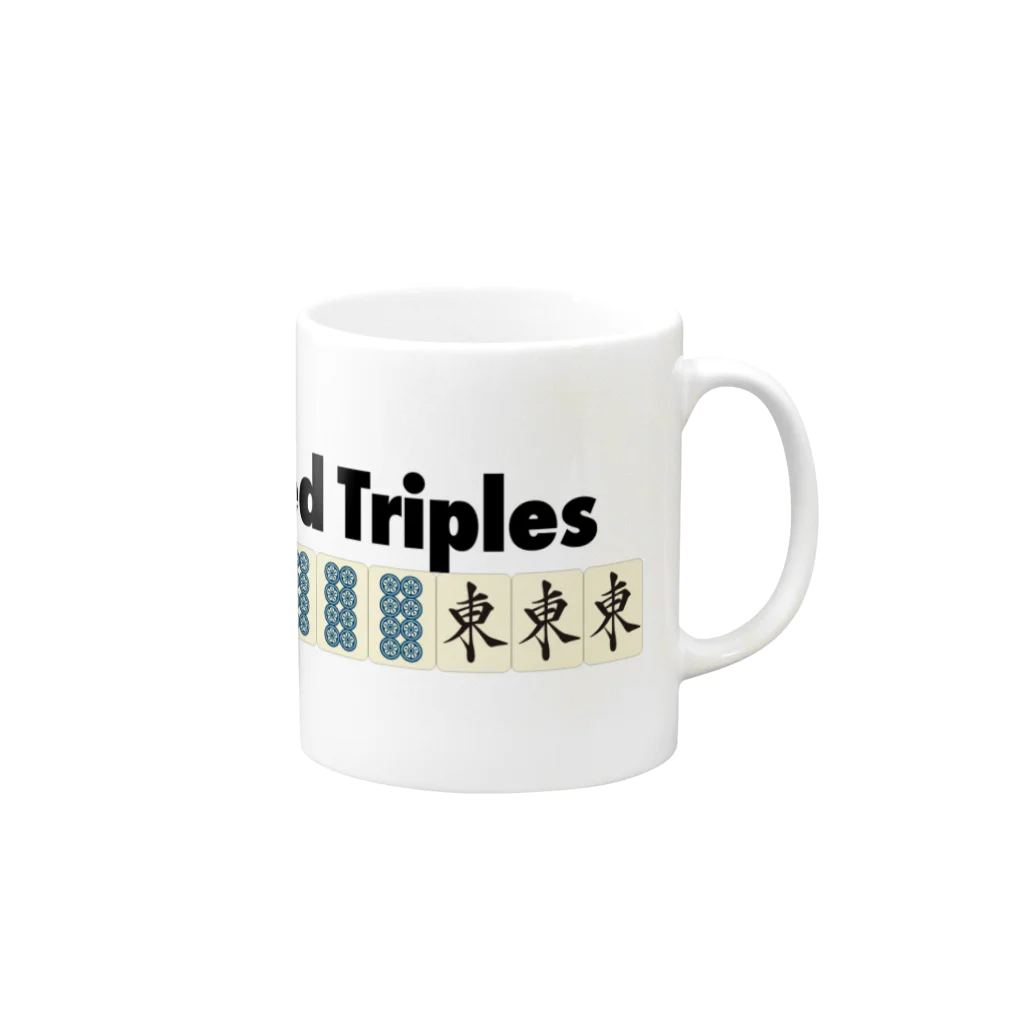 麻雀ロゴTシャツショップ 雀喰 -JUNK-の麻雀の役 Four Concealed Triples -四暗刻- Mug :right side of the handle