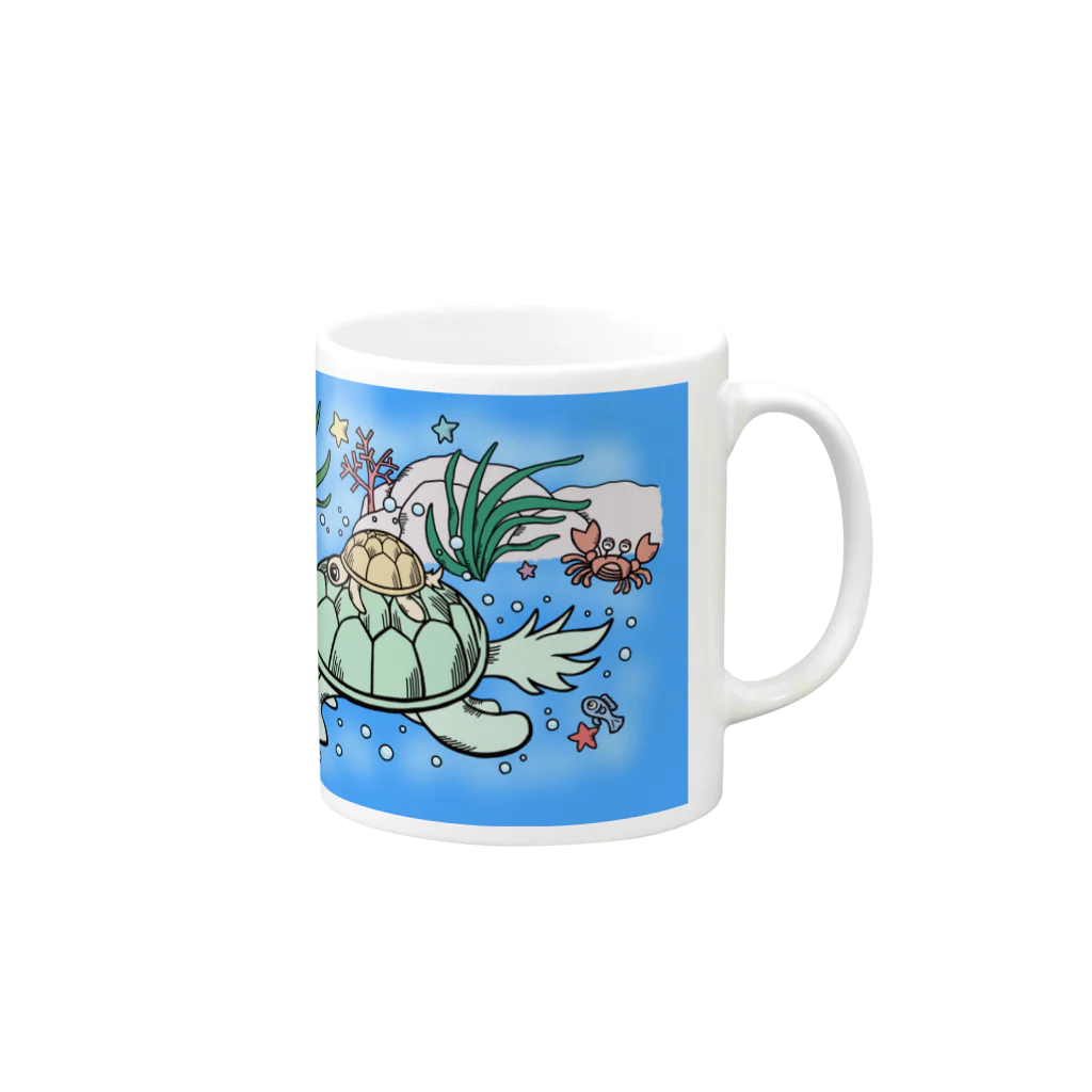 HolyのOcean_Turtle_color01 Mug :right side of the handle
