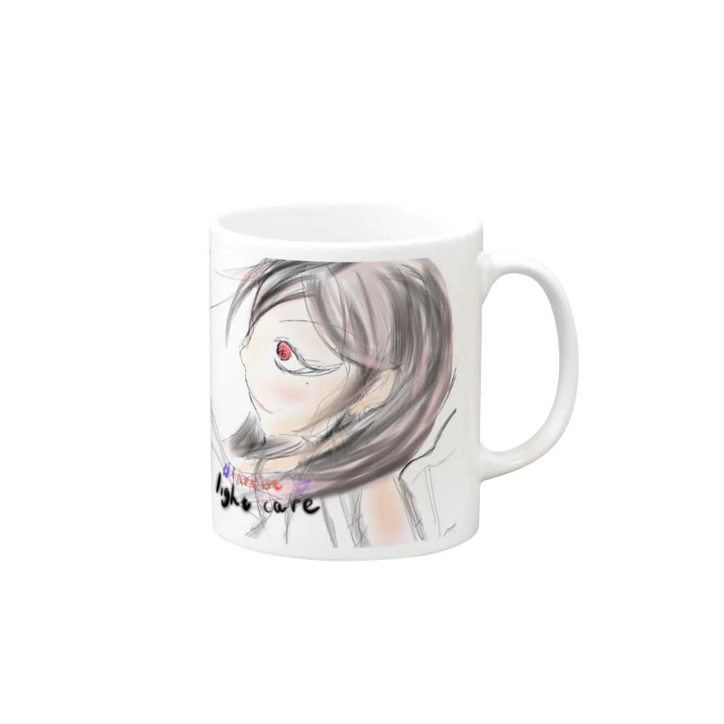 ライト・ケアのショップの羽MOON ANGEL Mug :right side of the handle