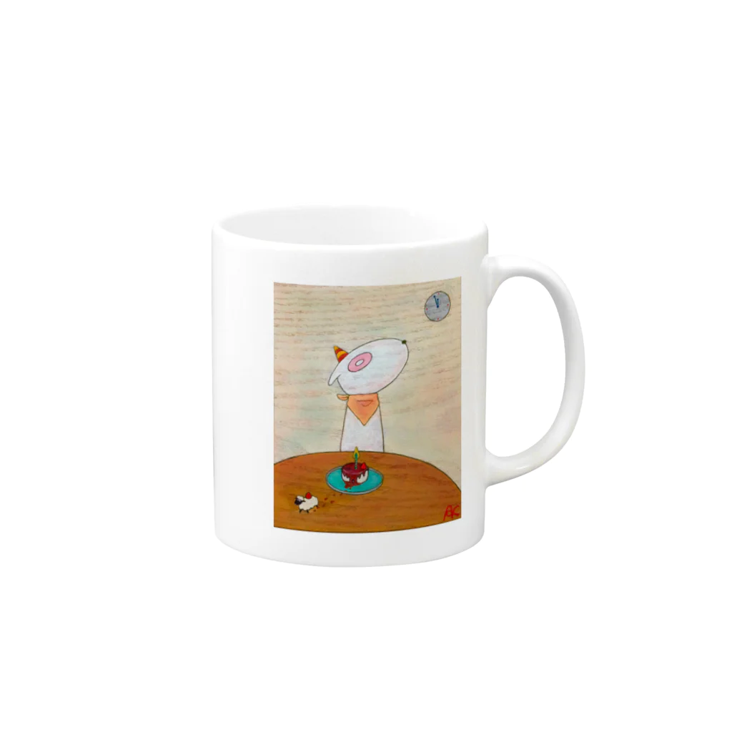 ワンワンのワンワン『誕生日まで5分』 Mug :right side of the handle