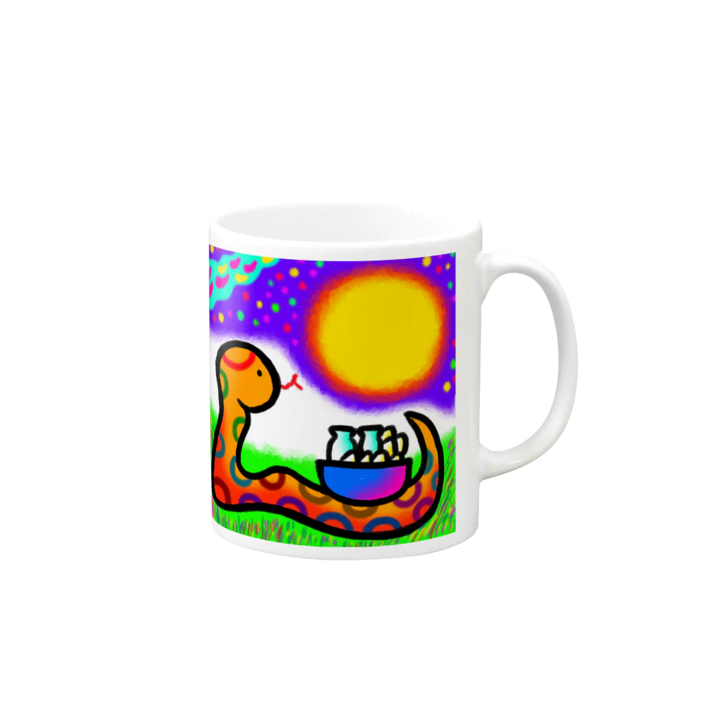 どりほぷのへびのお月見 Mug :right side of the handle