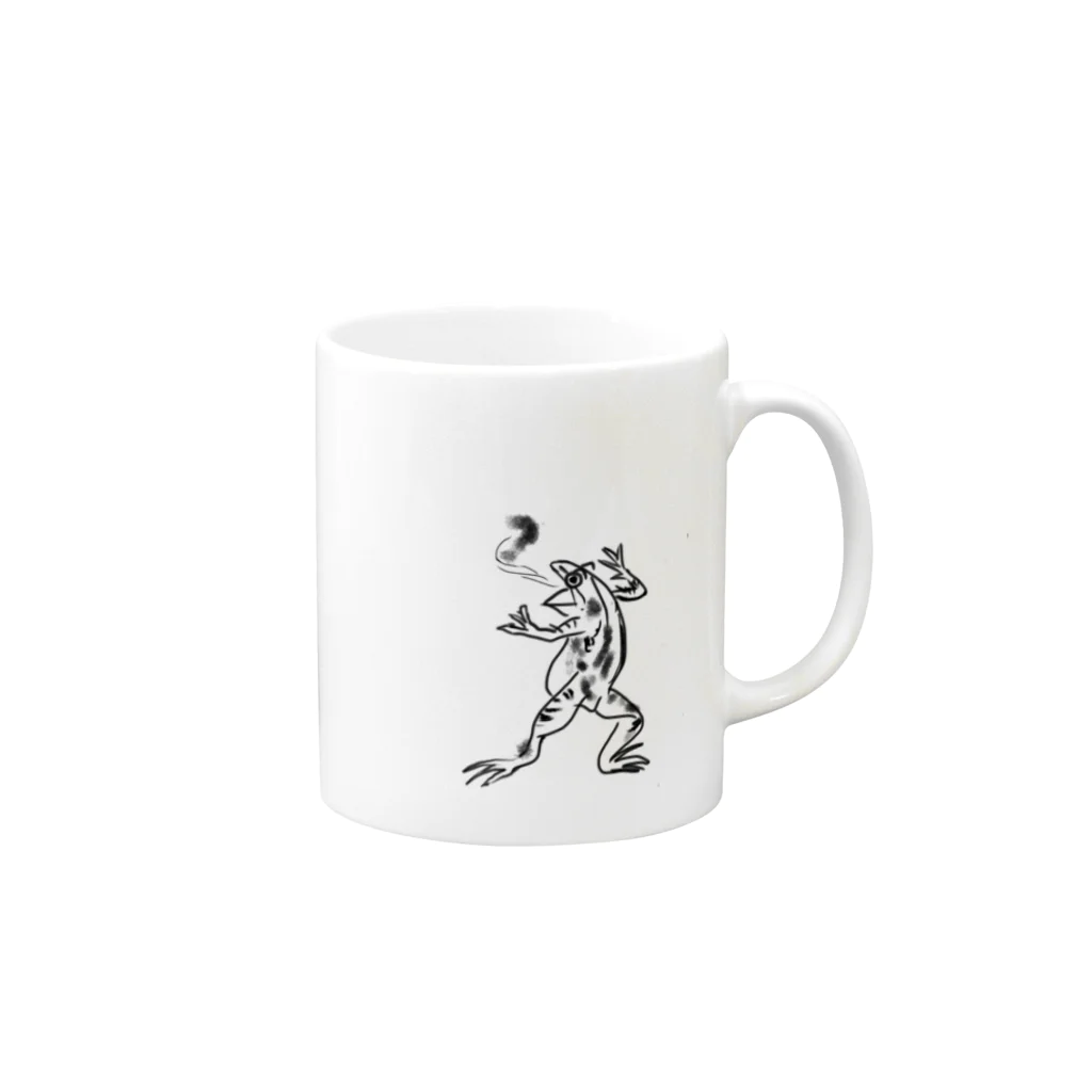 CaroFactoryのびっくりカエル Mug :right side of the handle