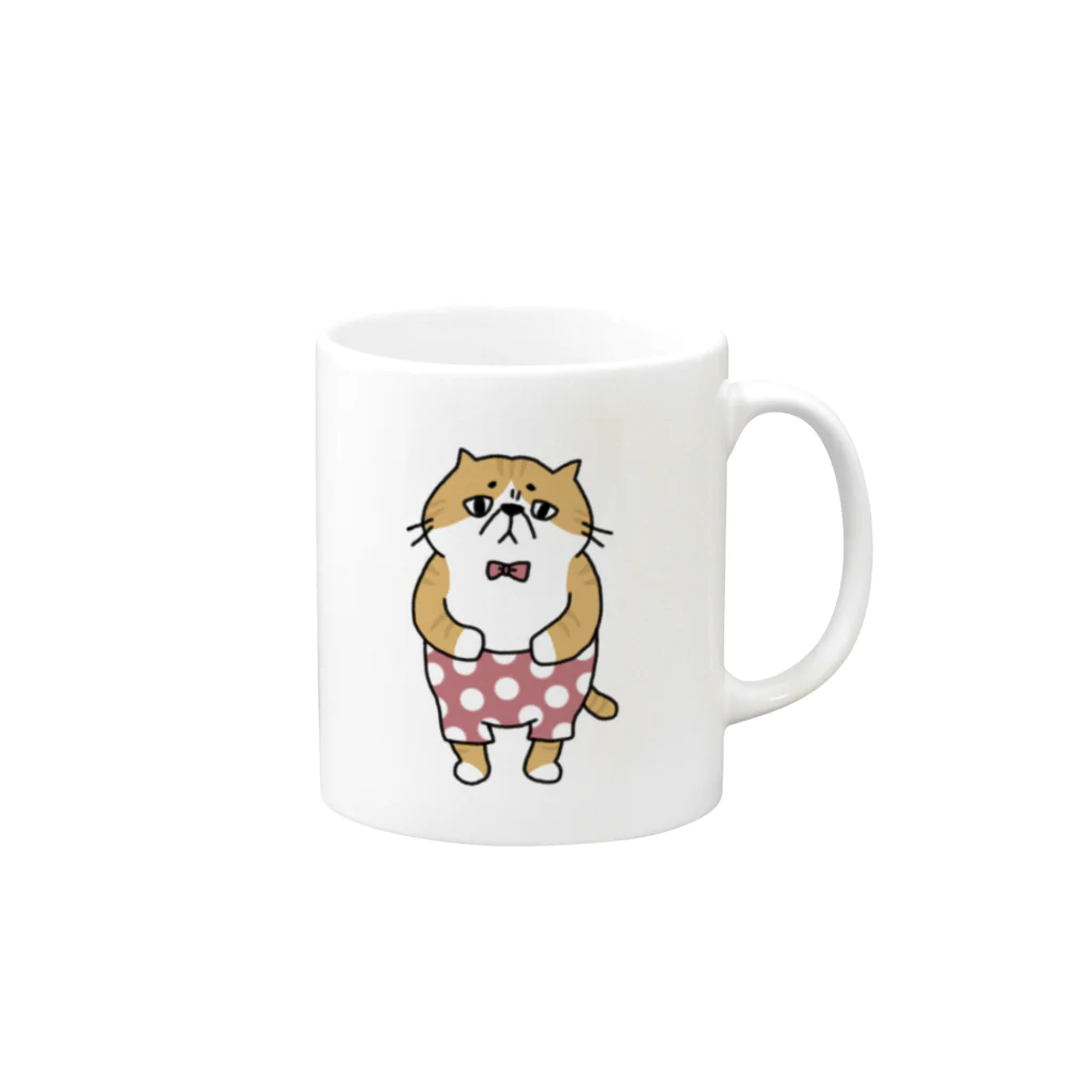 はちみつの水玉パンツをはいたねこ Mug :right side of the handle