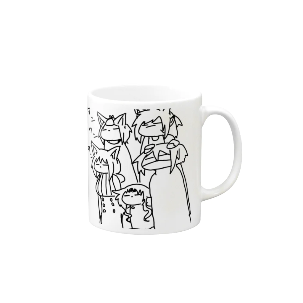 空中庭園お土産販売区画。のワンワンワンの日 Mug :right side of the handle