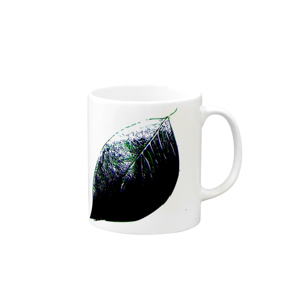 GreenTeaBreakのLeaf duo tone Mug :right side of the handle