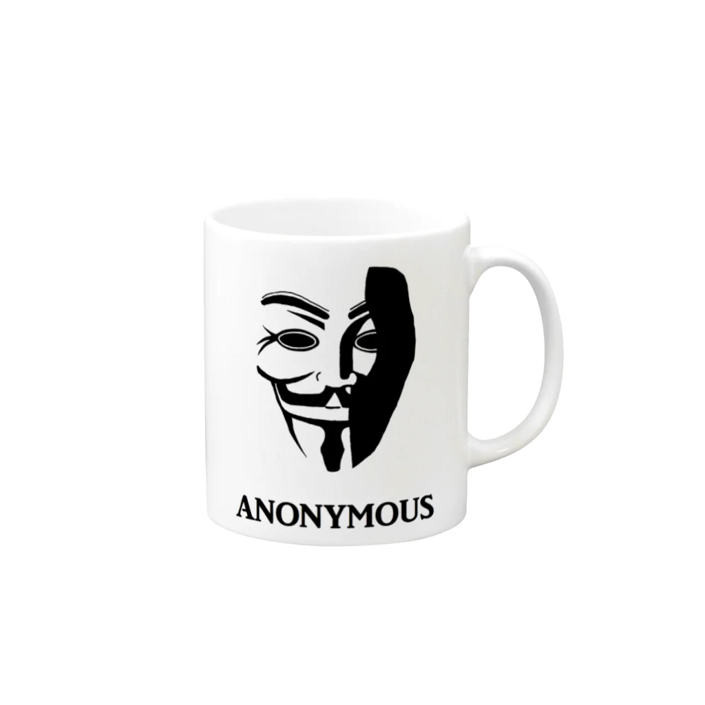 バッタのANONYMOUS マグカップの取っ手の右面