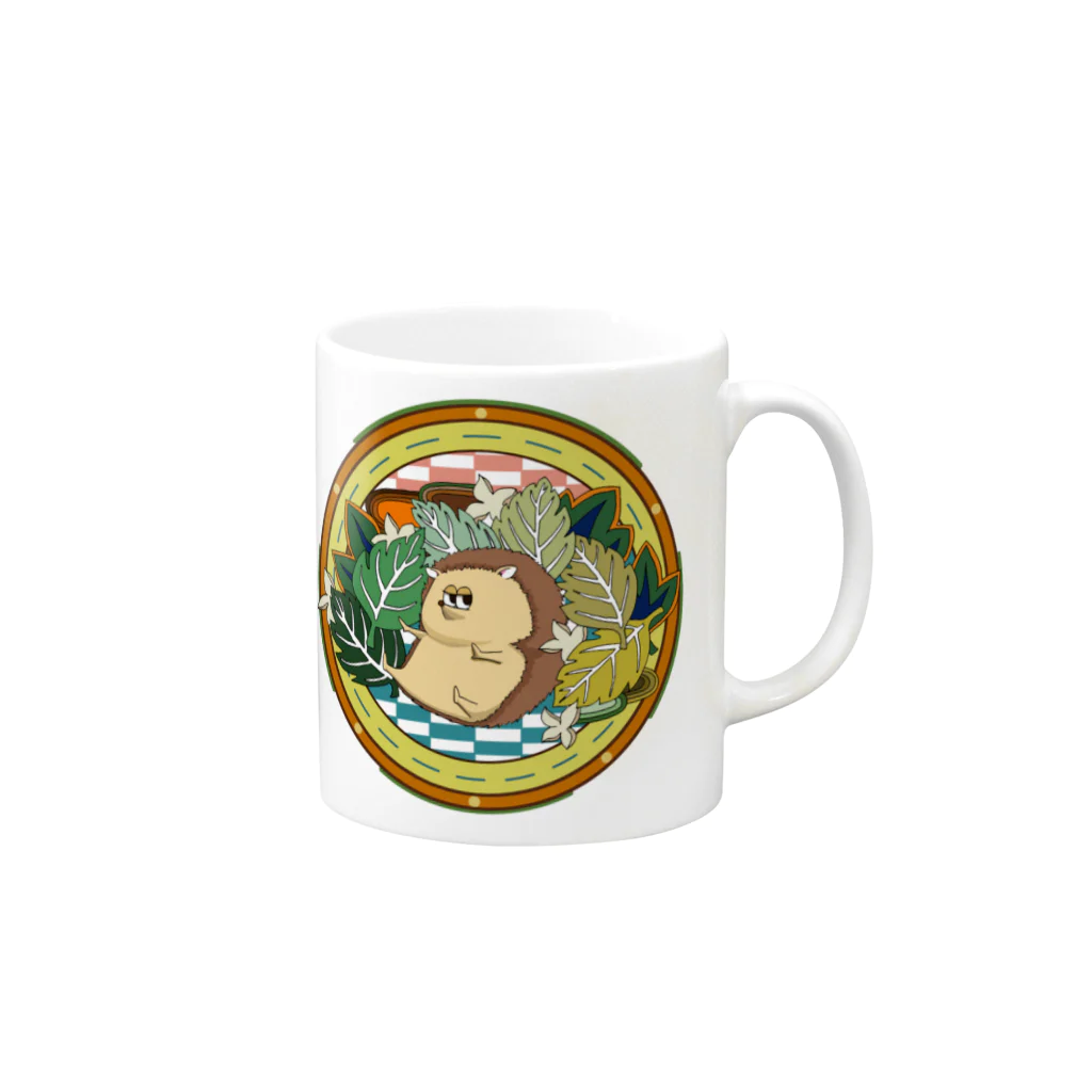 SUZURI×ヤマーフのボタニカル＆ハリネズミ Mug :right side of the handle