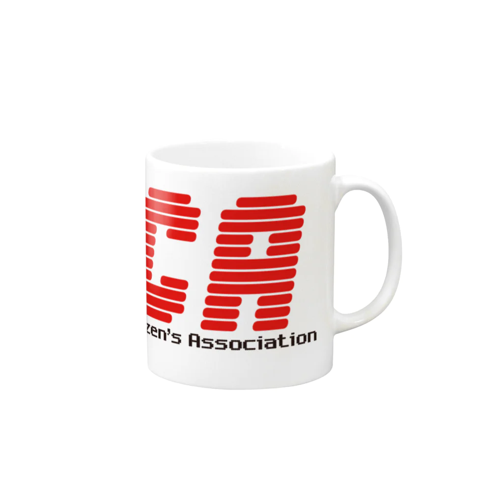 菊タローオフィシャルグッズ販売所のインターネット老人会 Mug :right side of the handle