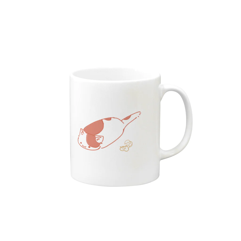 ゆかいな黄身店のねこワーム（つちのこ風） Mug :right side of the handle