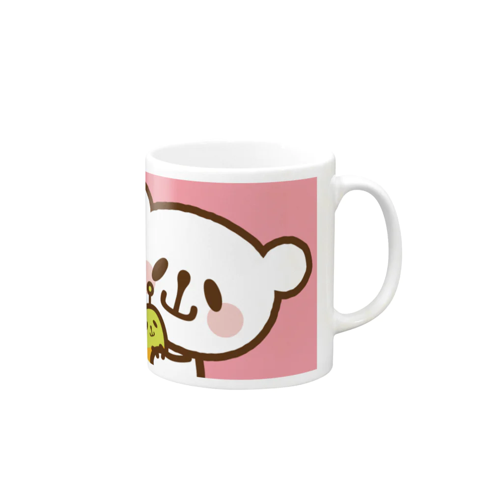 おやまくまオフィシャルWEBSHOP:SUZURI店のおやまくまぐ（ピンク） Mug :right side of the handle