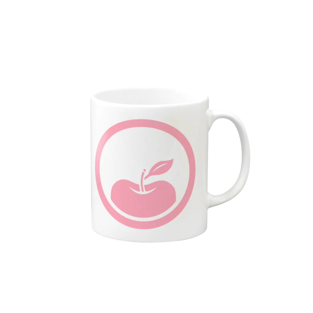 uchinokomonの覗き林檎 PINK Mug :right side of the handle