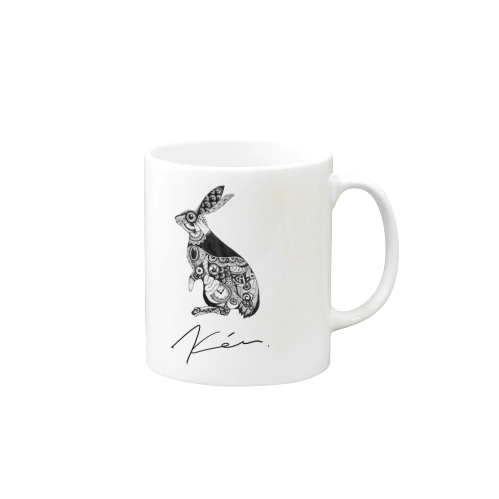 k é nのウサギ Mug :right side of the handle