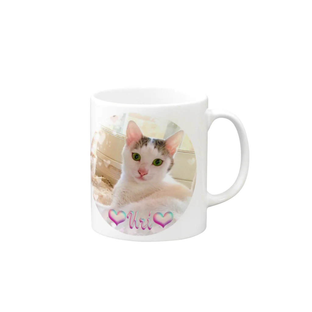 猫しゃちょうのひめぶ～さん家の、うりちゃんｉｎ北海道 Mug :right side of the handle