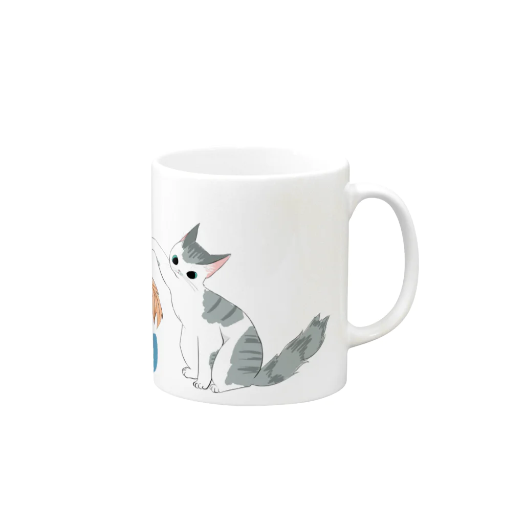 保護猫活動の支援のためのグッズ制作のサバしろ Mug :right side of the handle