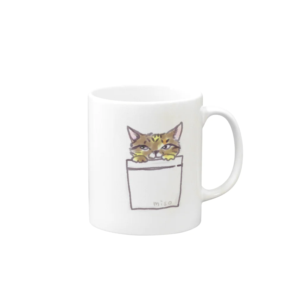 タオのポケットみそ Mug :right side of the handle