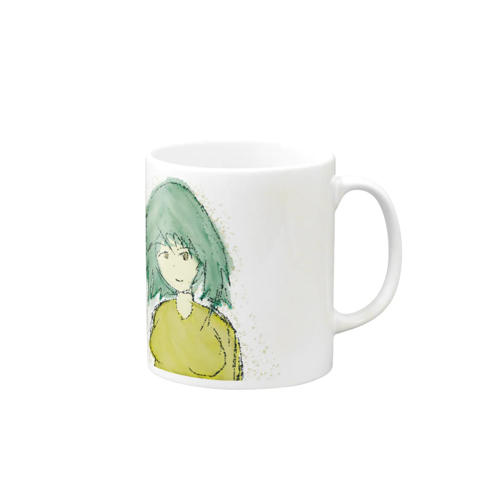 水草の粒子ガール Mug :right side of the handle