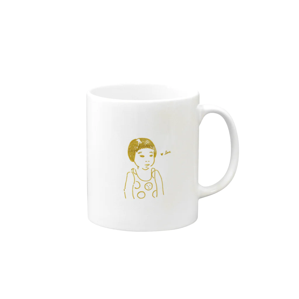 まるいいぬのおかっぱちゃん Mug :right side of the handle