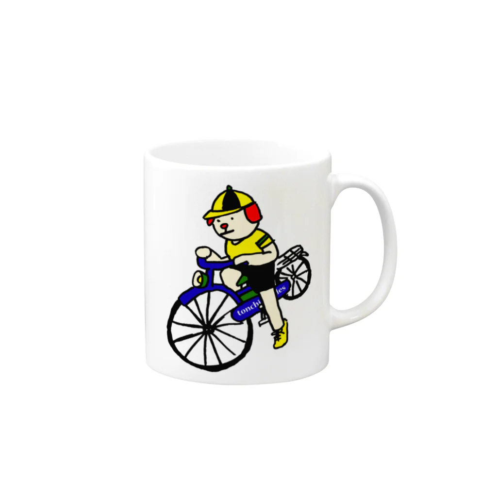 とんちピクルスのウクちゃんと自転車 Mug :right side of the handle