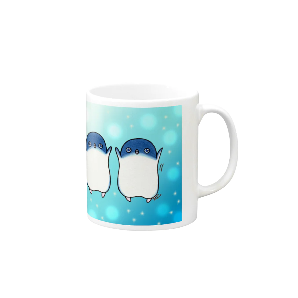 ヤママユ(ヤママユ・ペンギイナ)のふたごのフェアリーペンギン(キラキラロゴつき) Mug :right side of the handle