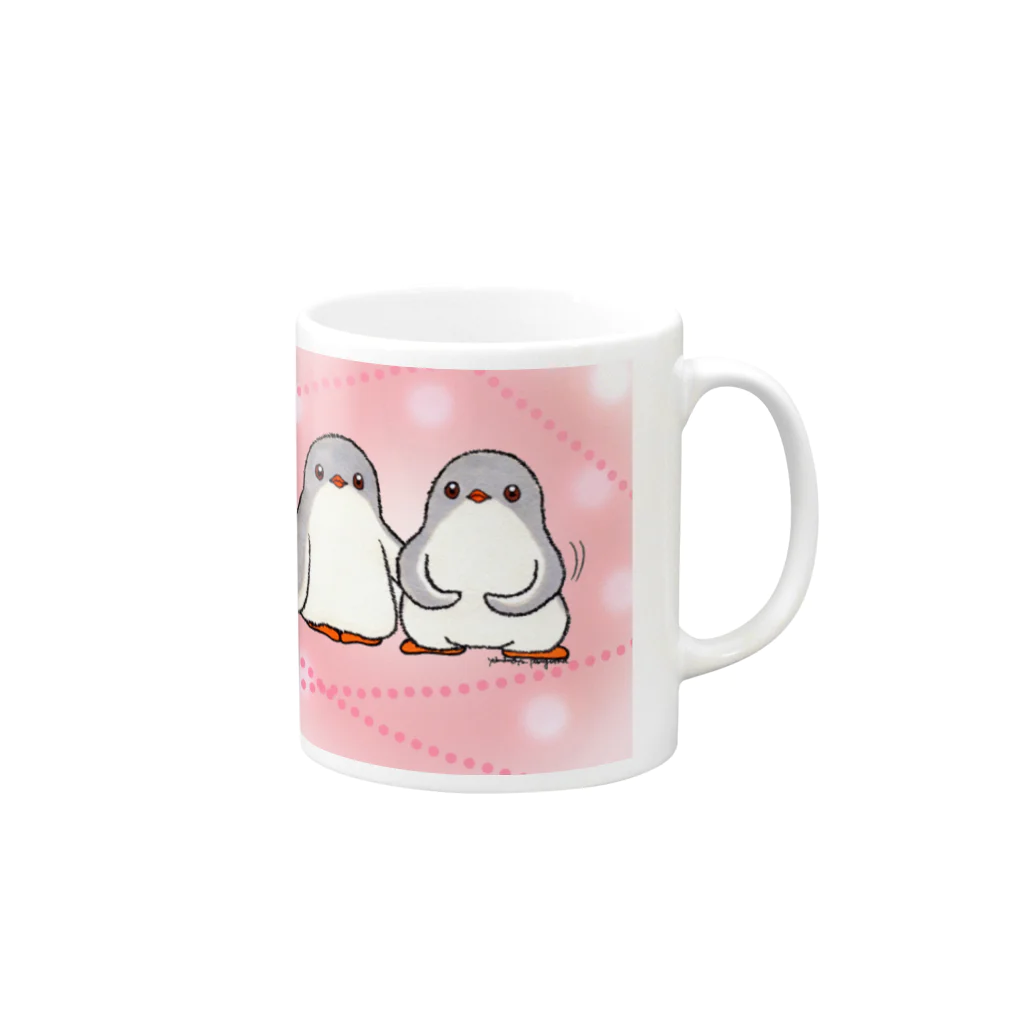 ヤママユ(ヤママユ・ペンギイナ)のふたごのジェンツーペンギン(キラキラロゴつき) Mug :right side of the handle