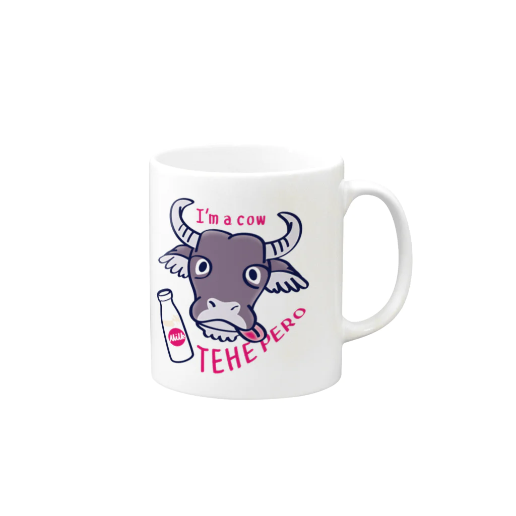 イラスト MONYAAT のテヘペロ水牛くん Mug :right side of the handle