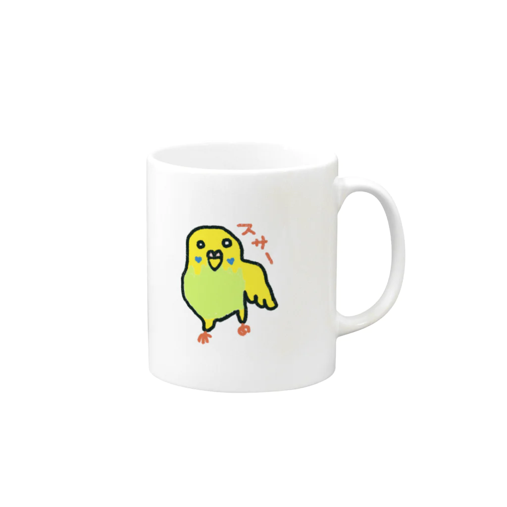 ゆるインコのセキセイ　スサー2 Mug :right side of the handle