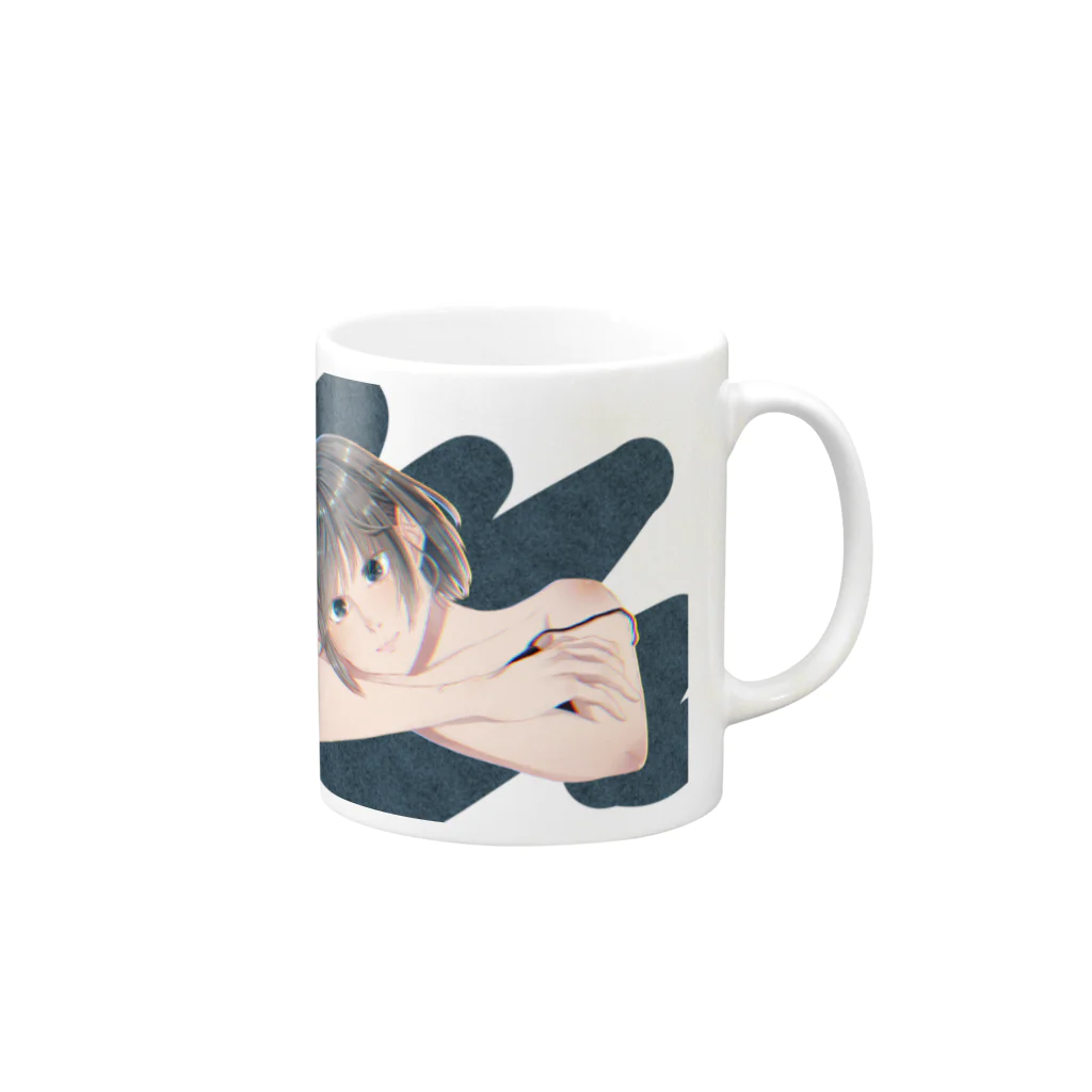 うおちゃん🐟の寝起きの女子 Mug :right side of the handle