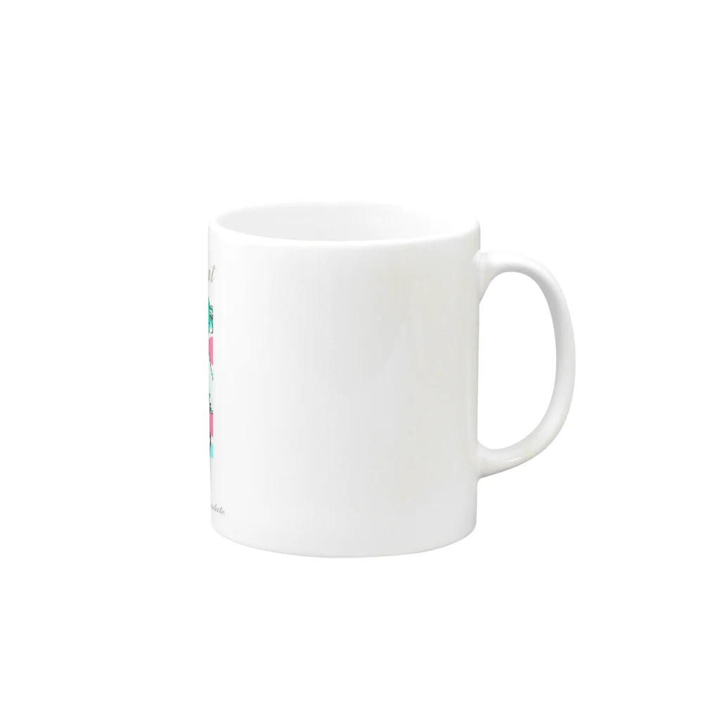 🐿chaco.🌿のchocolateツインズ Mug :right side of the handle