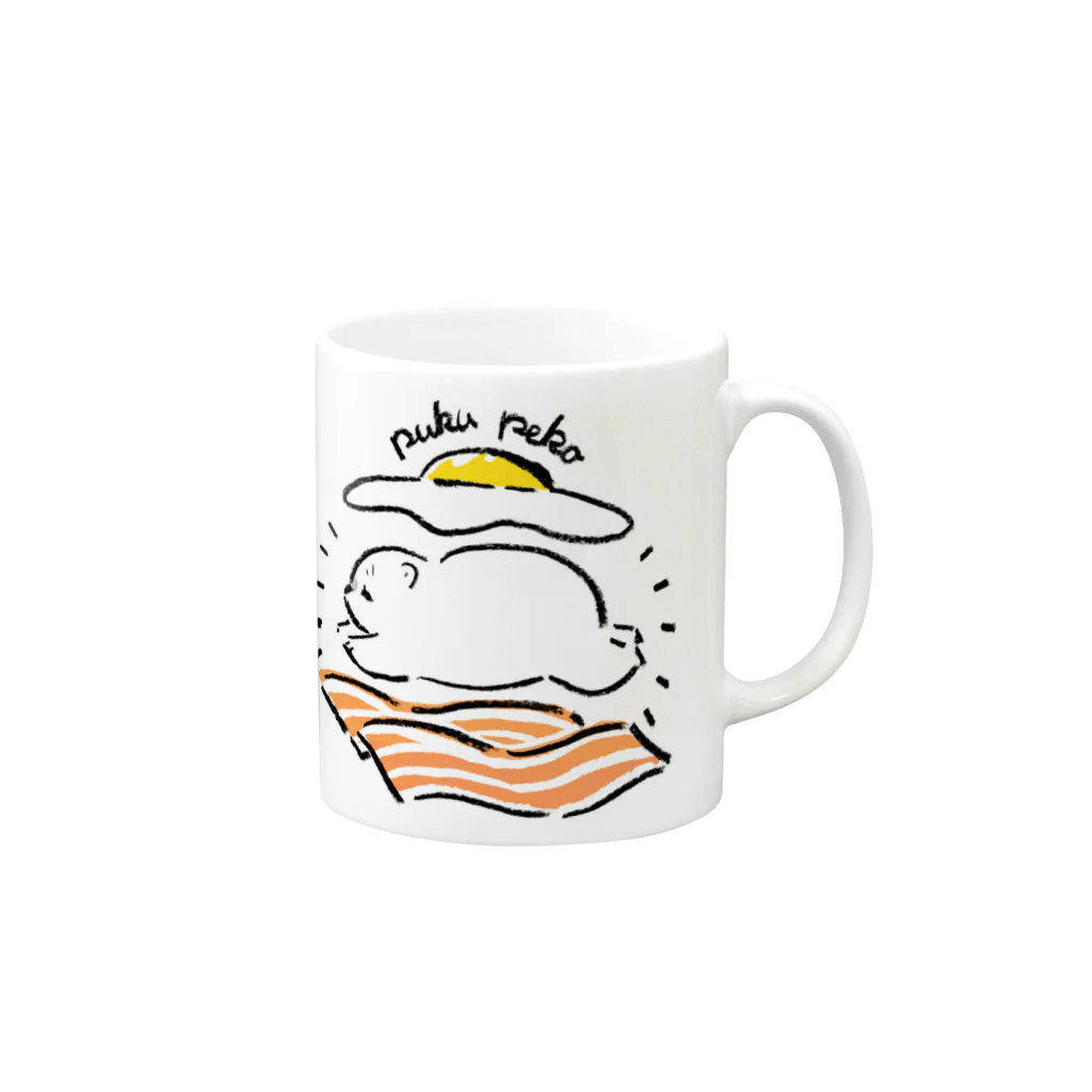 pukupekoのベーコンエッグしろくまちゃん Mug :right side of the handle