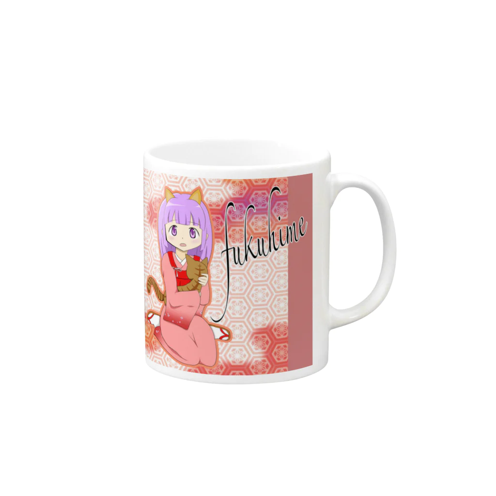 まるおドーナッツ工房のあいさんチャンネル　ふく姫擬人化 Mug :right side of the handle