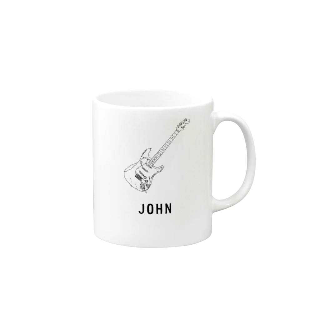 Handwritten GuitarsのJOHN -black line- Mug :right side of the handle