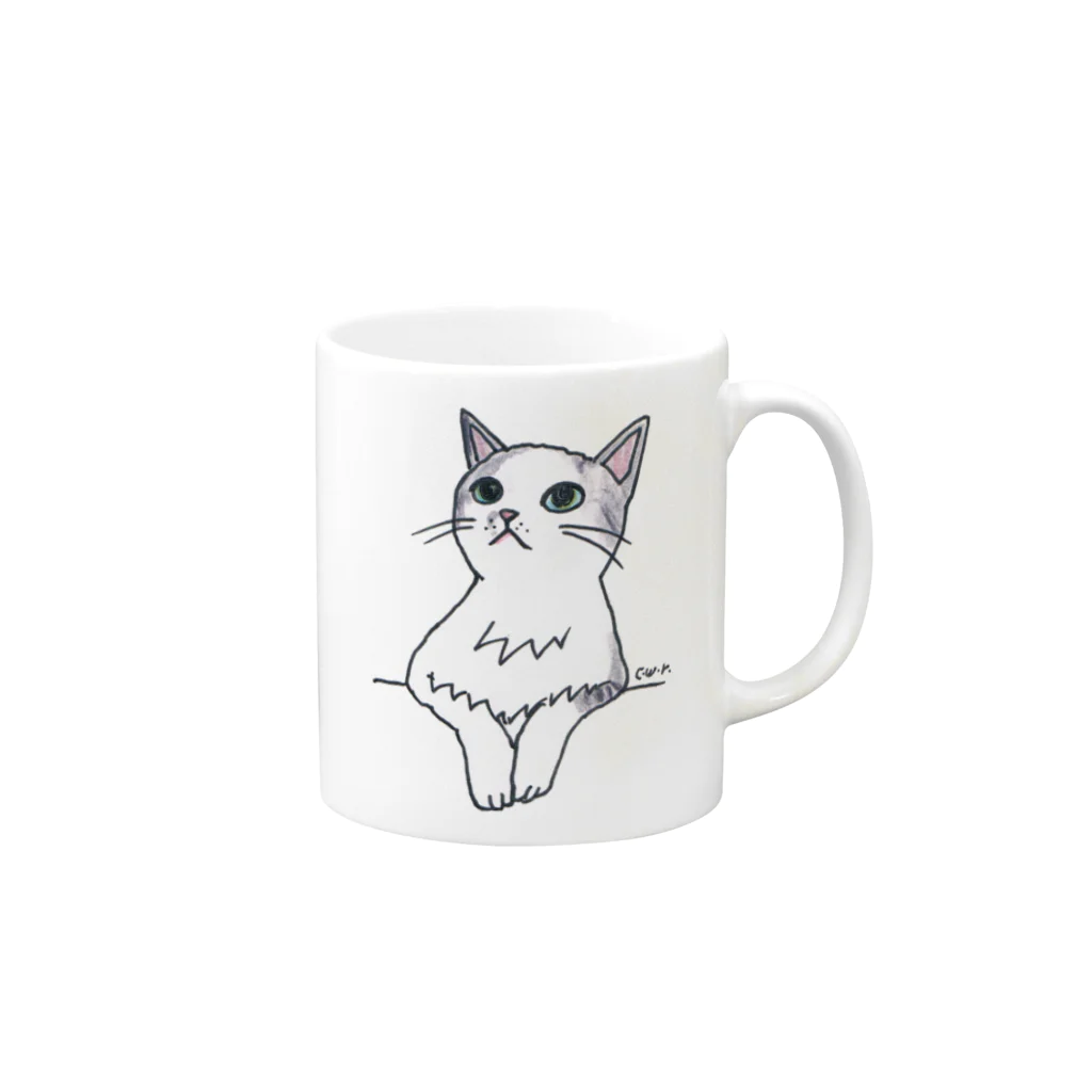 CUROGNACの100nyans029.purucat Mug :right side of the handle