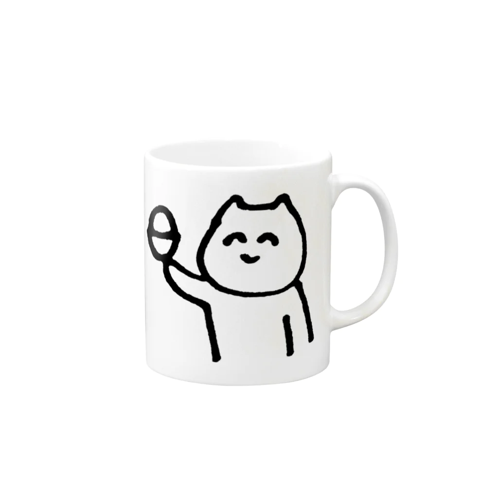 めいのにこにことした猫　白米 Mug :right side of the handle