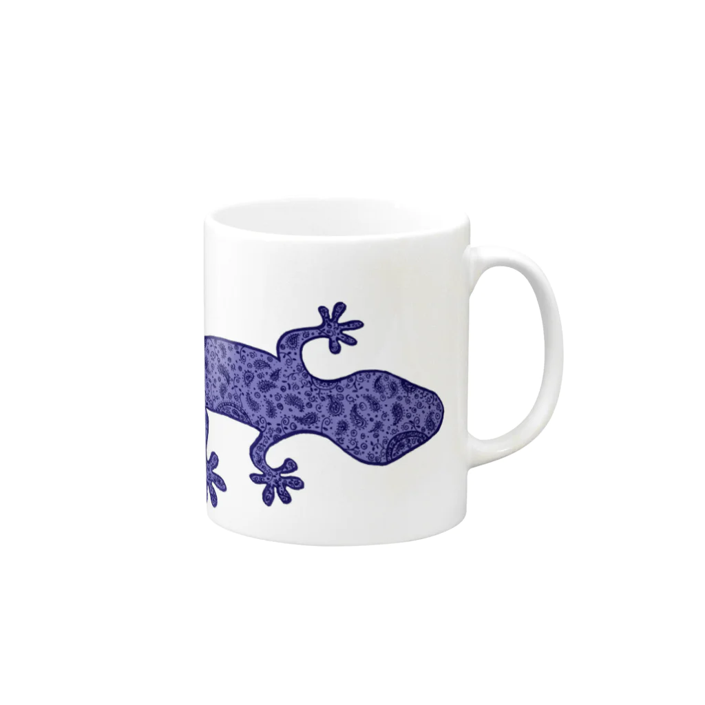 からがらのペイズリー柄とかげくん２ Mug :right side of the handle