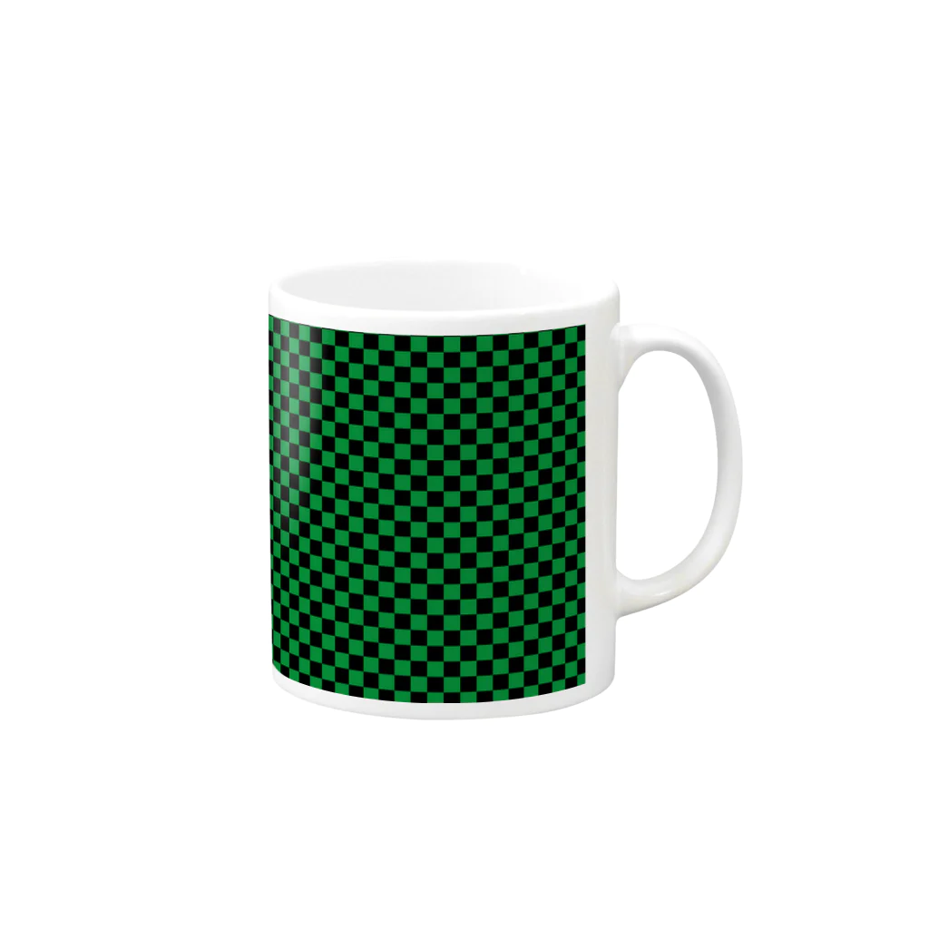 こんなの欲しいをご提供！ADの日本：市松模様緑 Mug :right side of the handle