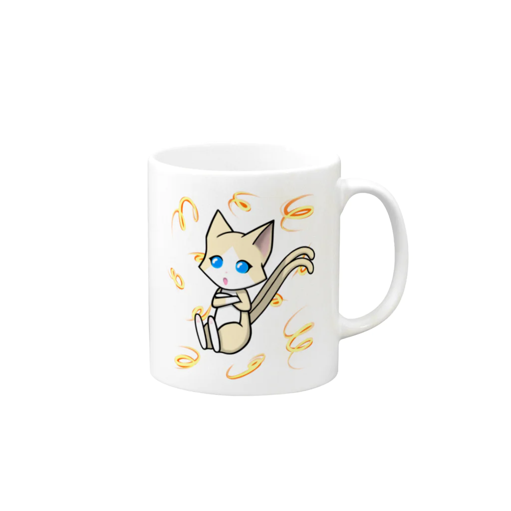 猫の隠れ家のはちわれ靴下の猫又ちゃん Mug :right side of the handle