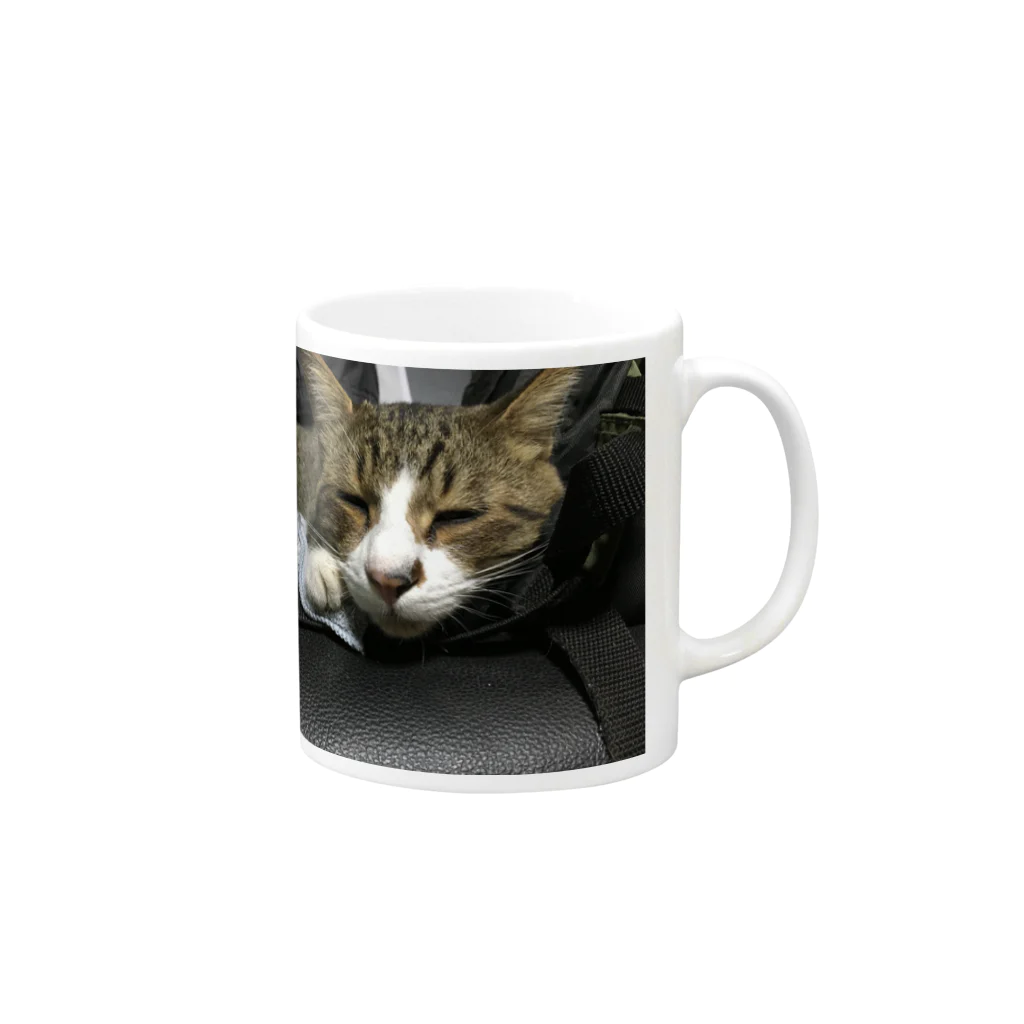 猫ちゃん犬ちゃんのご飯稼ぎのネンネ茂平君のマグカップ Mug :right side of the handle