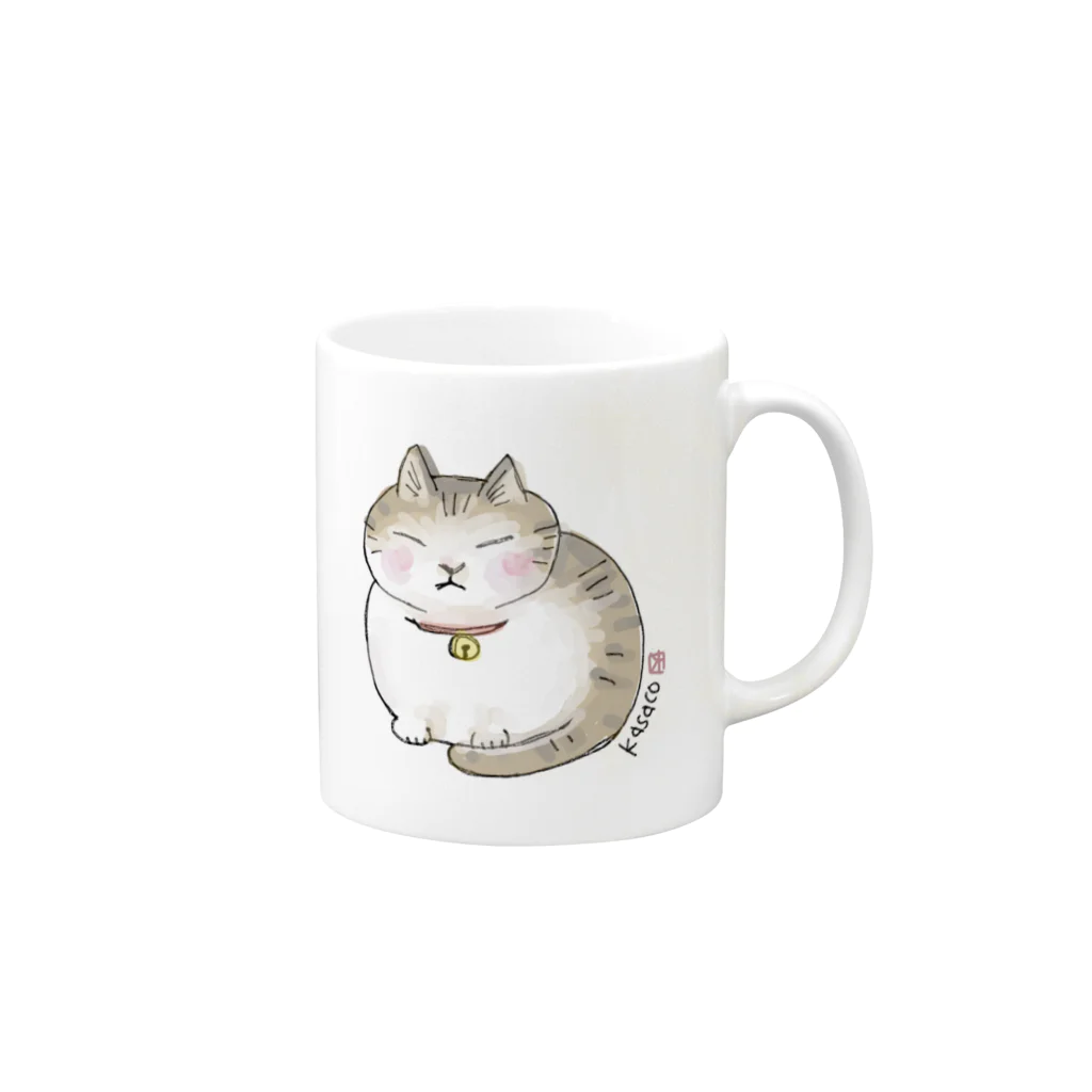 Kasaco's Design Roomのまるいねこ Mug :right side of the handle