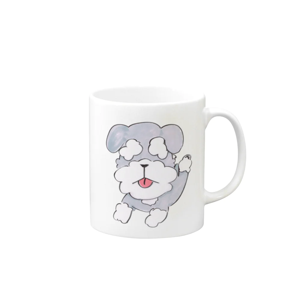 シュナウザーグッズ_みちゃのまゆげ犬のシュナウザー Mug :right side of the handle