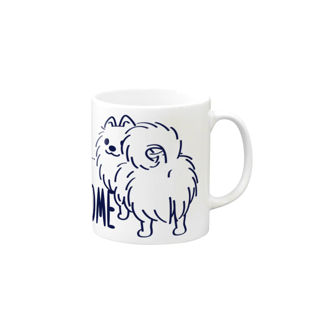 イラスト MONYAAT の**いつも見ているポメラニアンA Mug :right side of the handle