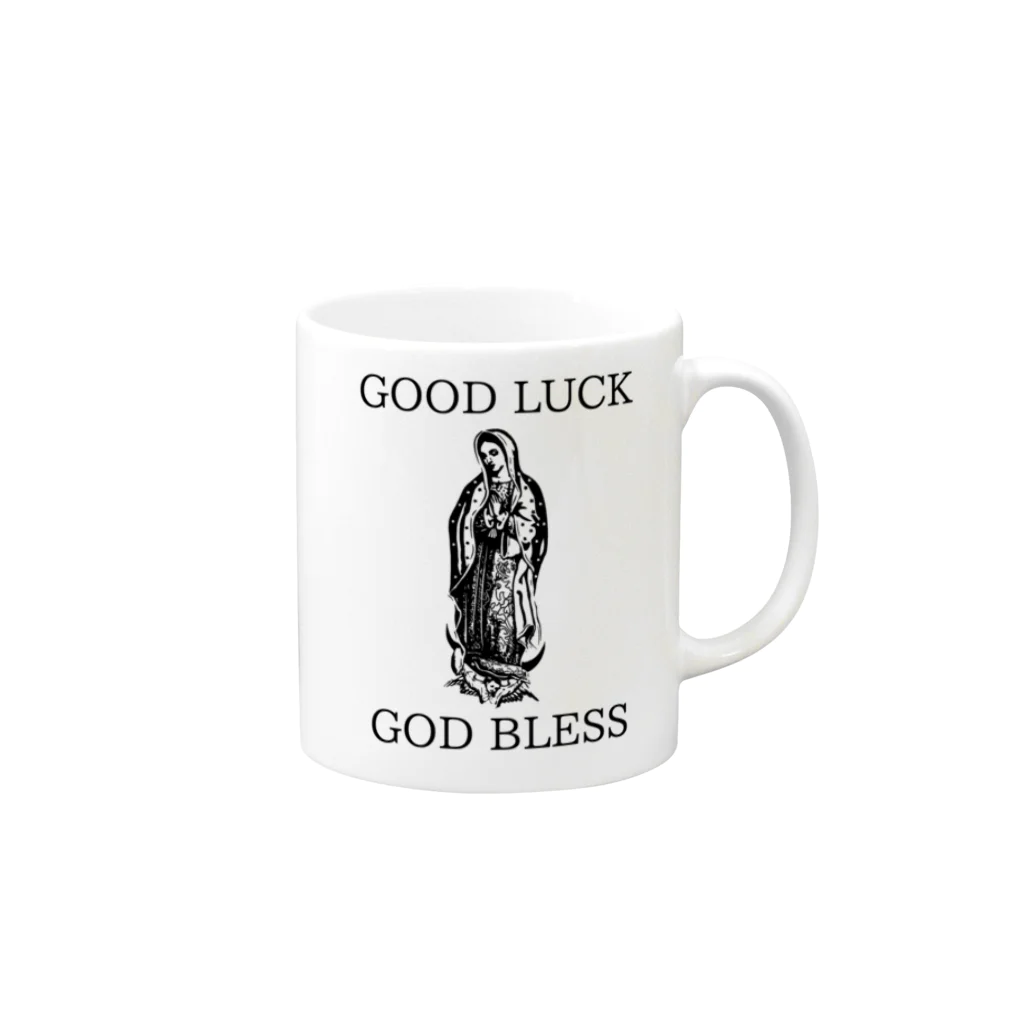 メゾンマリアのGOOD LUCK GOD BLESS Mug :right side of the handle