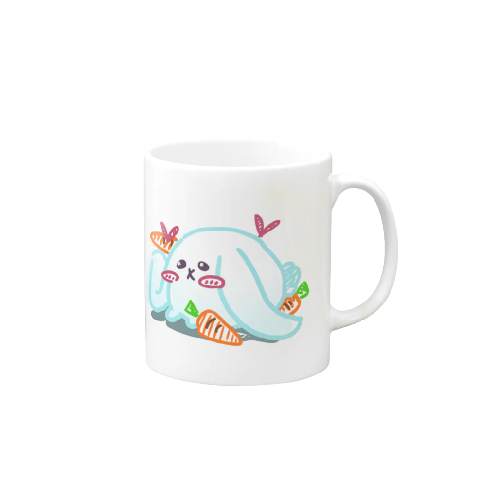 塩茹でそらまめのみみながうさぎ Mug :right side of the handle