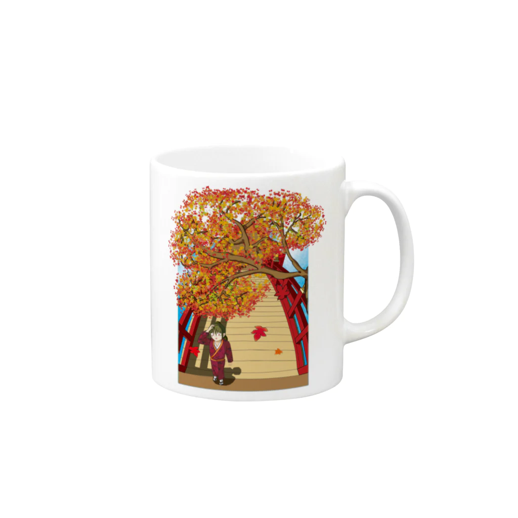 Drecome_Designの 紅葉と太鼓橋 Mug :right side of the handle