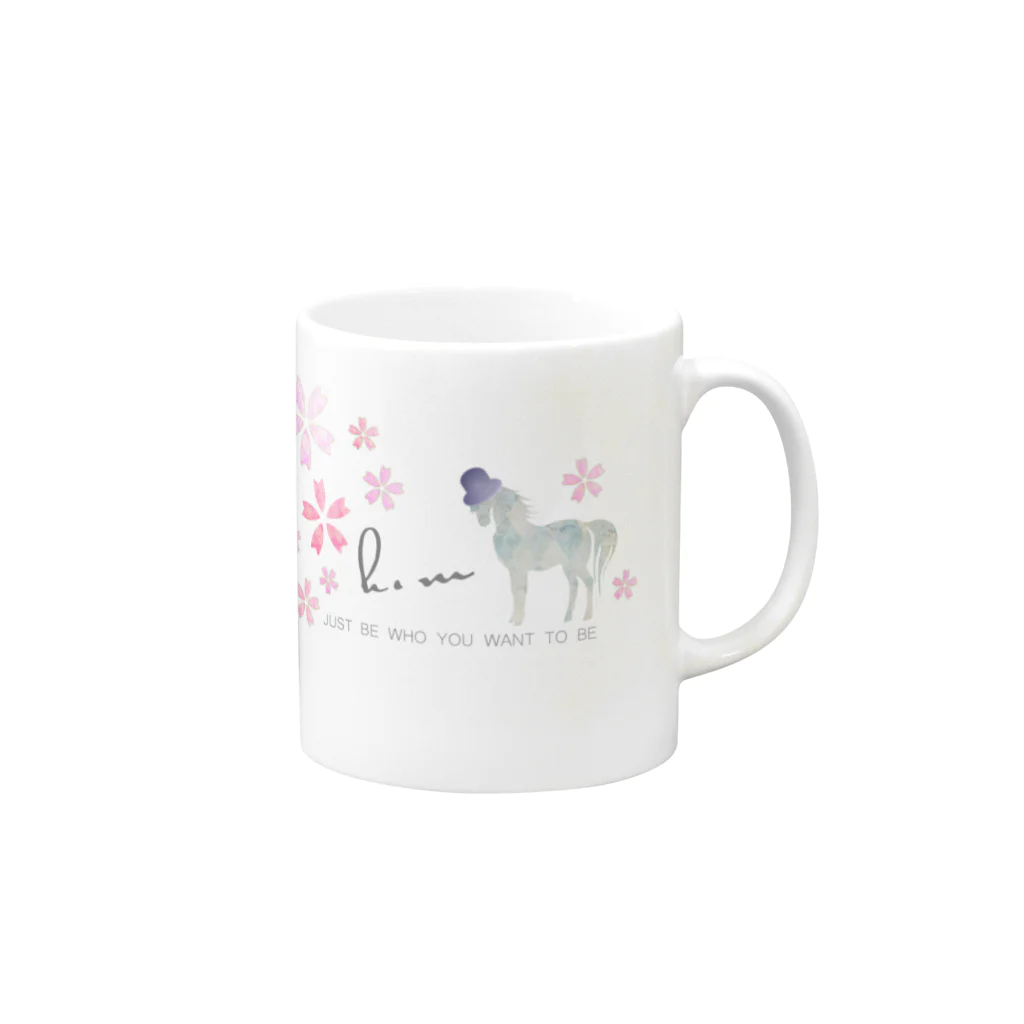 ClubHMのSpring Horse 桜帽子 Mug :right side of the handle