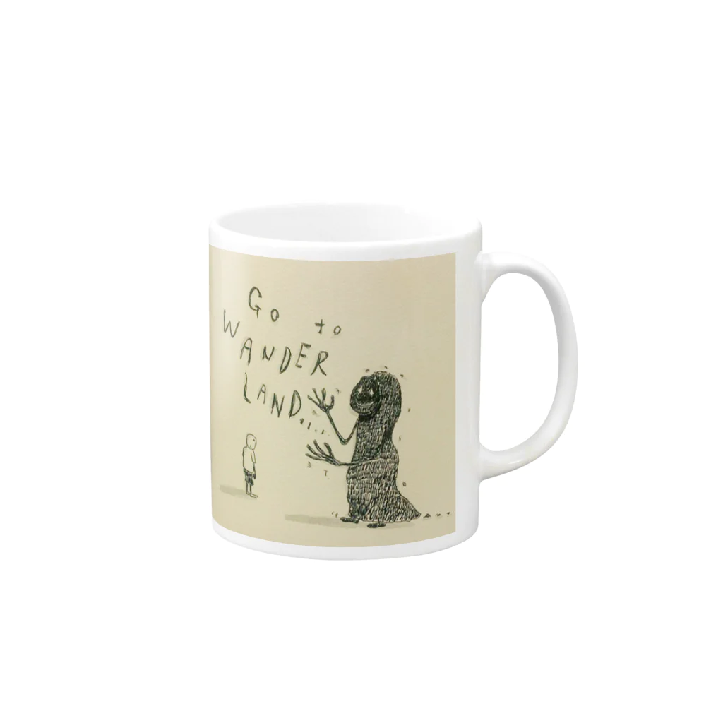 サル1ラクガキのGo to wander land Mug :right side of the handle